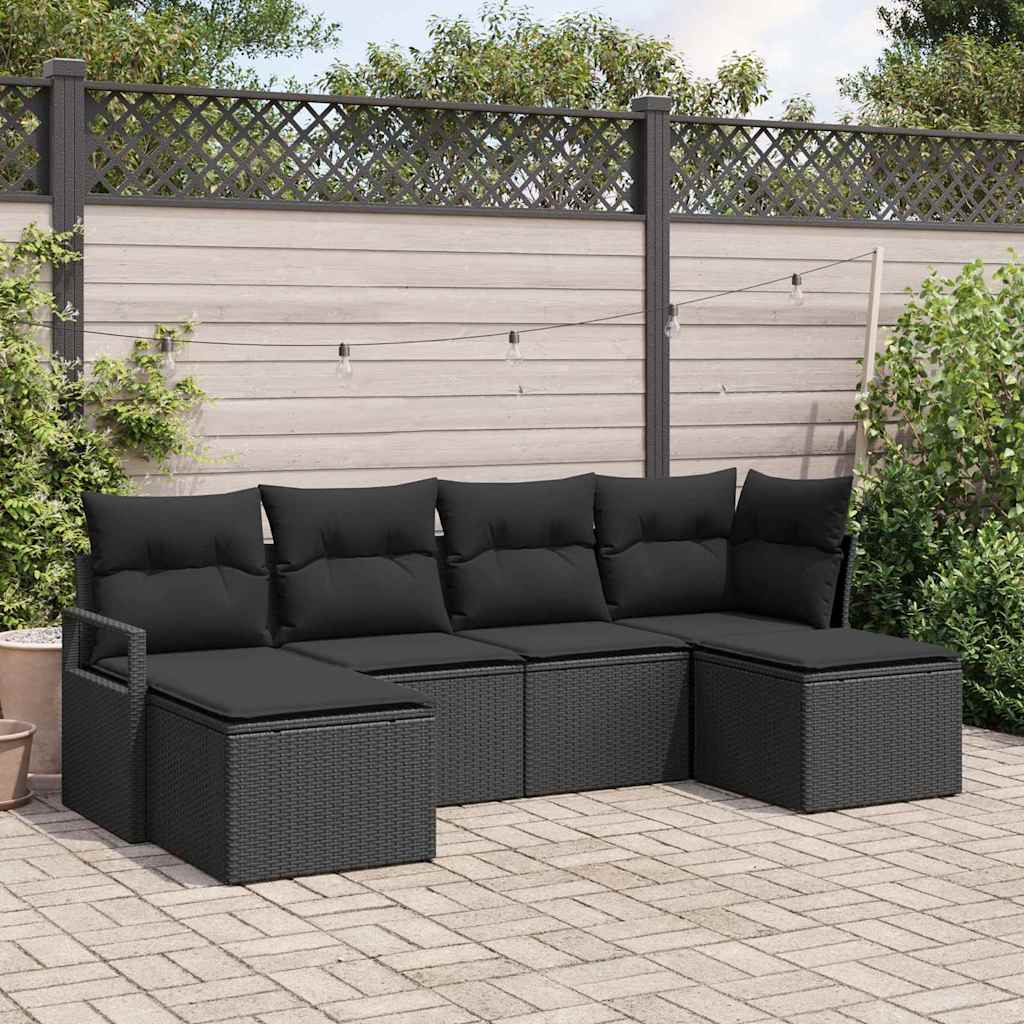 Set sofe s jastukom s pohranom 6 pcs Crna poliratan