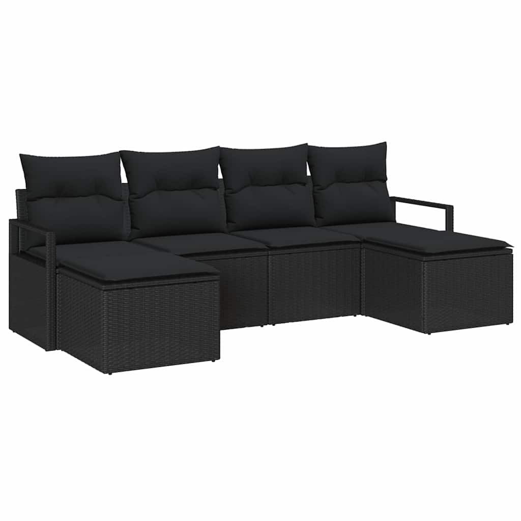 Set sofe s jastukom s pohranom 6 pcs Crna poliratan
