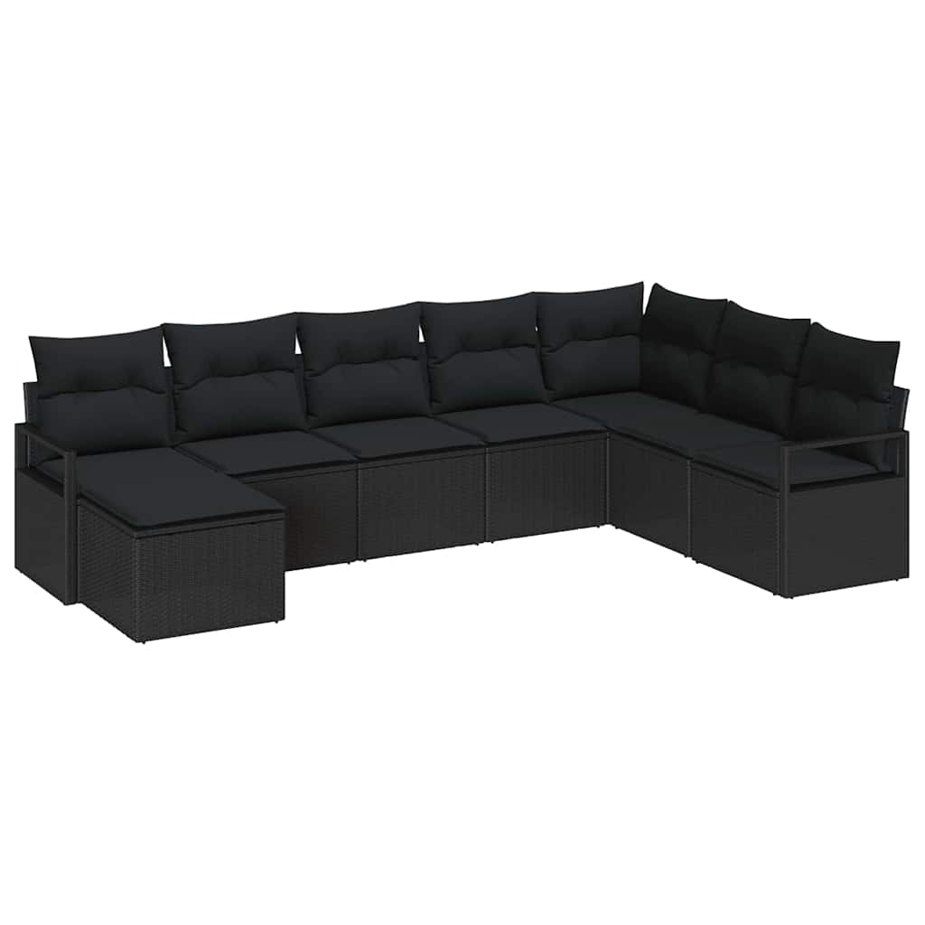 Set sofe s jastukom s pohranom 8 pcs Crna poliratan