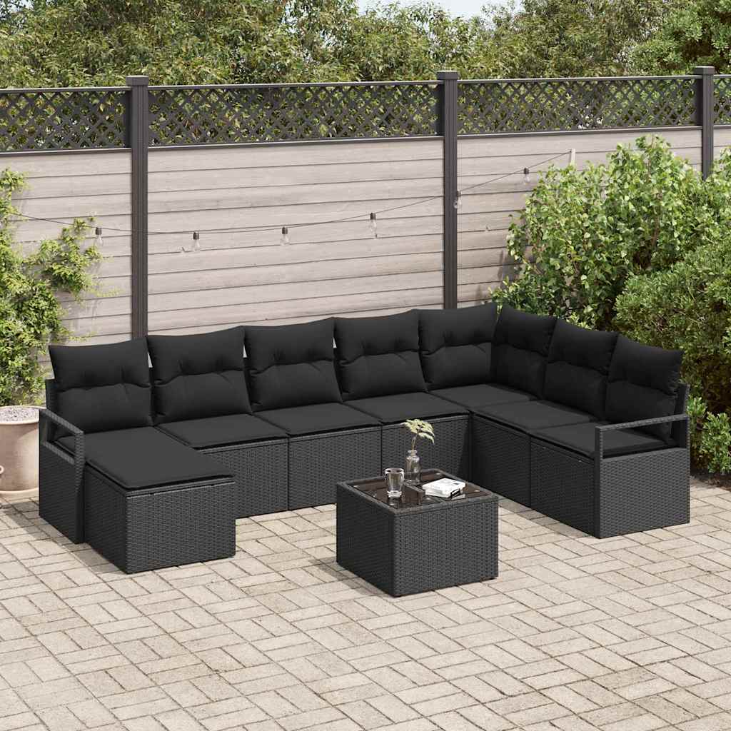 Set sofe s jastukom s pohranom 9 pcs Crna poliratan