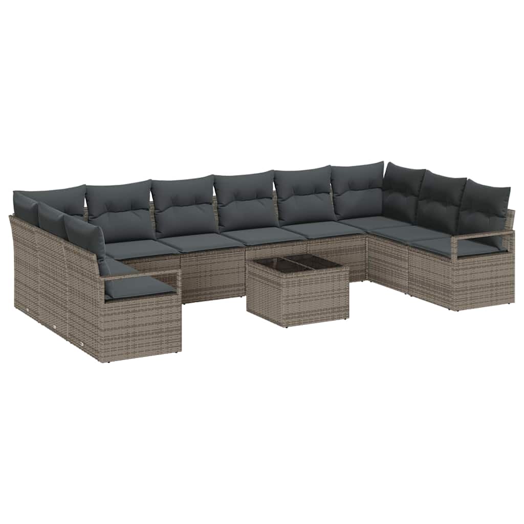 Sjedeća garnitura za vrt 11 pcs Svijetlo siva poliratan