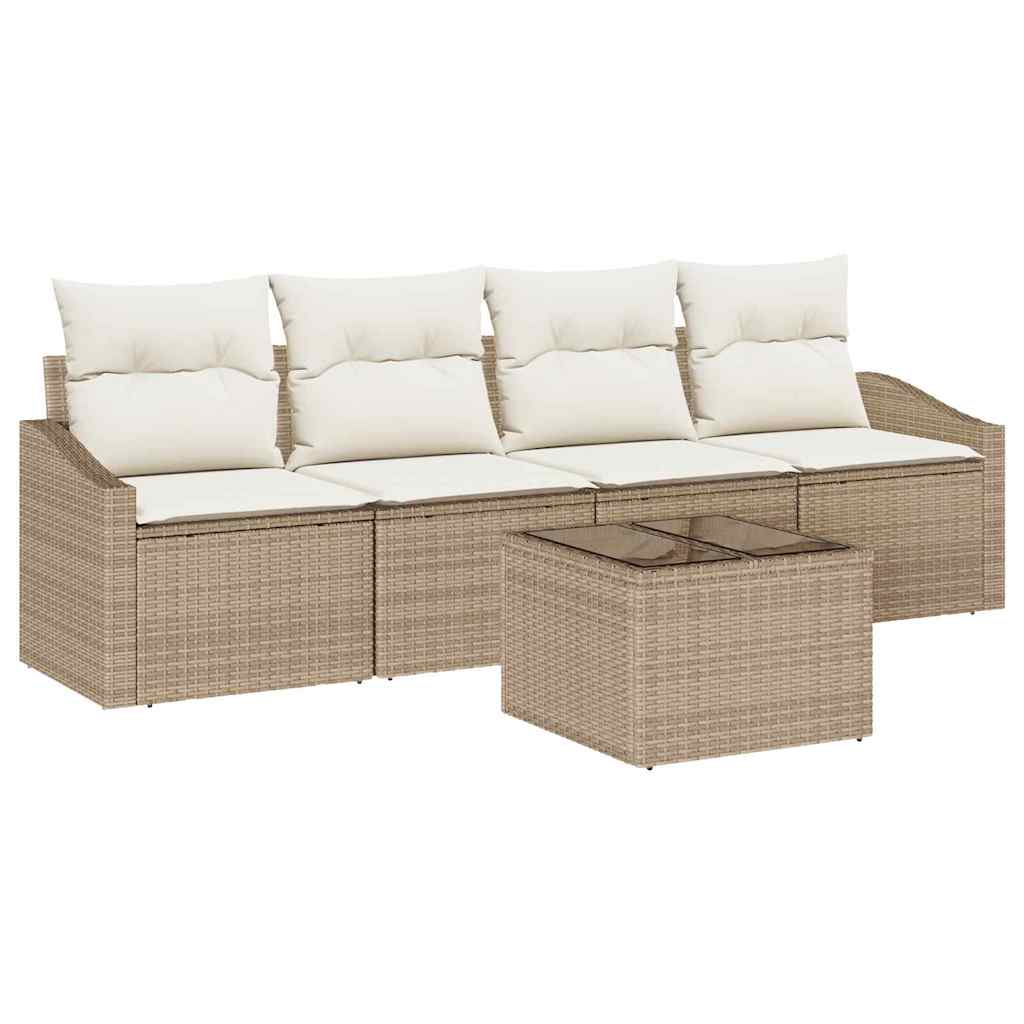 Set sofe s jastukom s pohranom 5 pcs Bež i krema poliratan