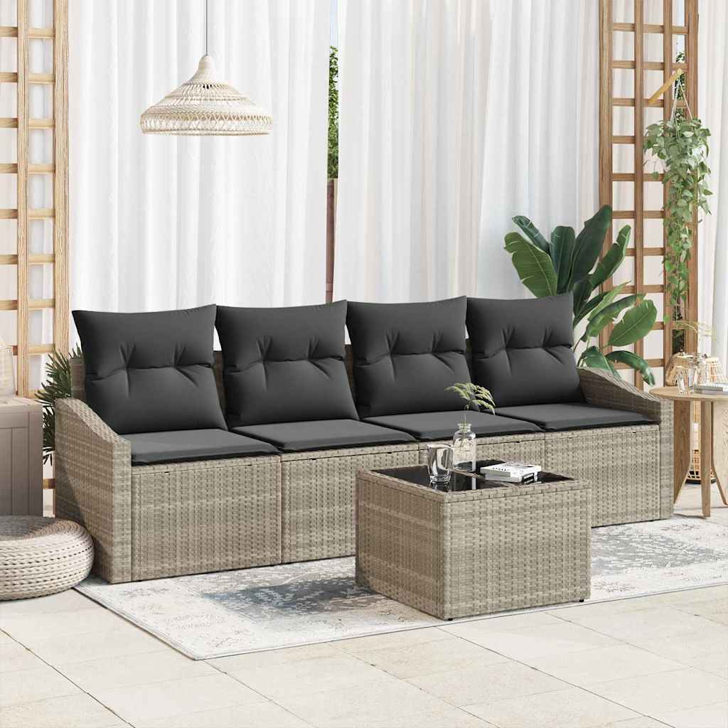 Set sofe s jastukom 5 pcs Svijetlo siva i tamno siva poliratan