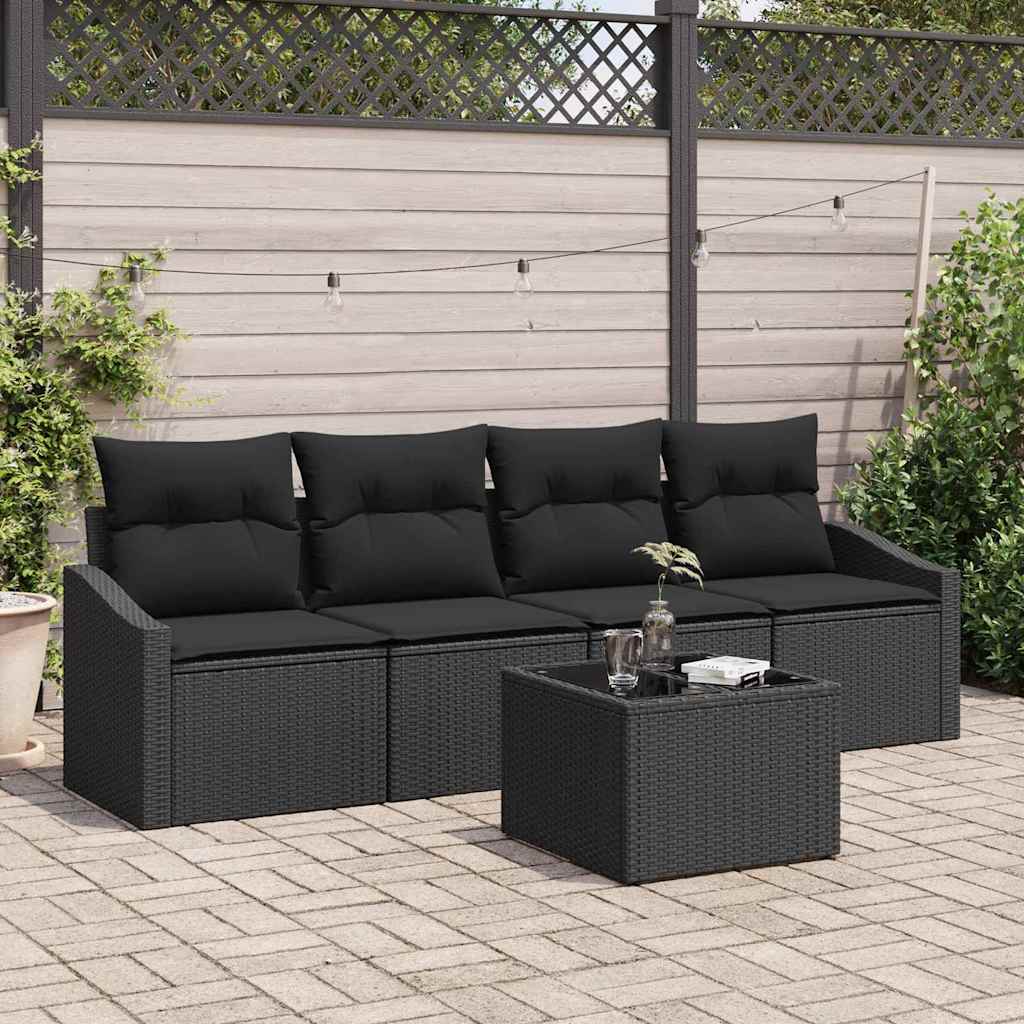 Set sofe s jastukom s pohranom 5 pcs Crna poliratan