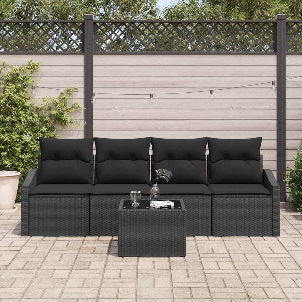 Set sofe s jastukom s pohranom 5 pcs Crna poliratan