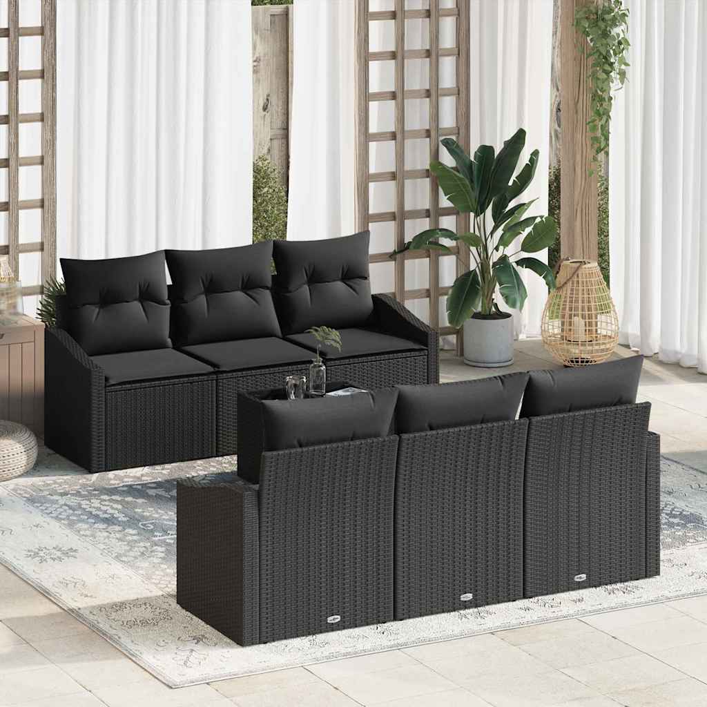Set sofe s jastukom s pohranom 7 pcs Crna poliratan
