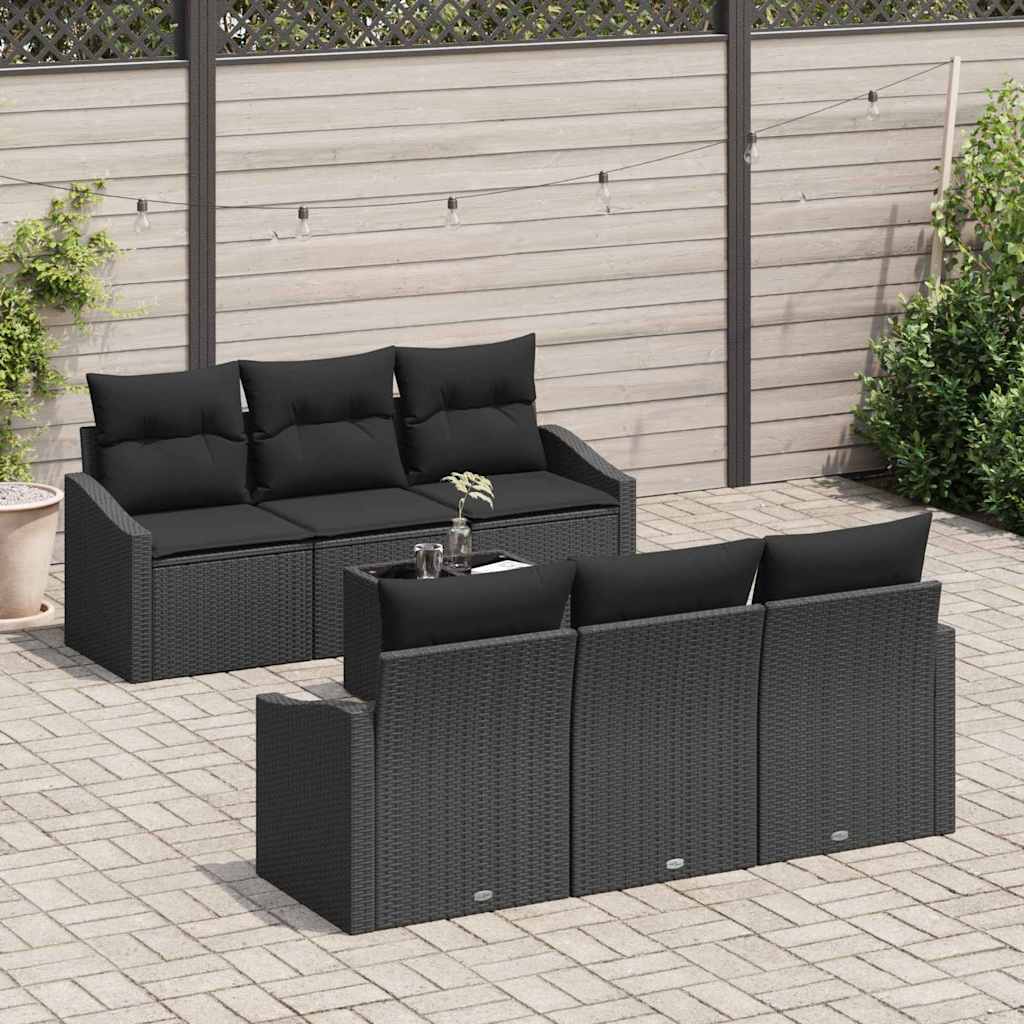 Set sofe s jastukom s pohranom 7 pcs Crna poliratan