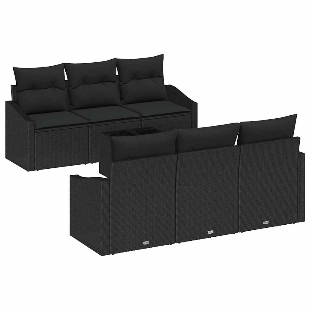Set sofe s jastukom s pohranom 7 pcs Crna poliratan