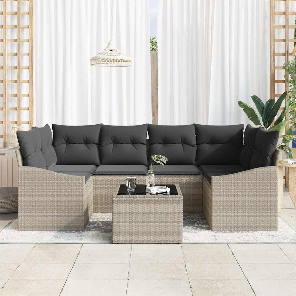 Set sofe s jastukom 7 pcs Svijetlo siva i tamno siva poliratan