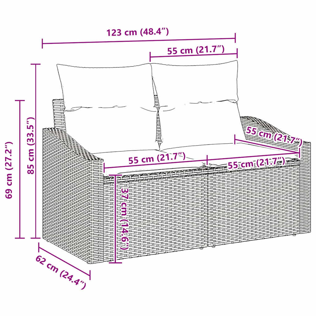 Set sofe s jastukom s pohranom 8 pcs Crna i Krema poliratan