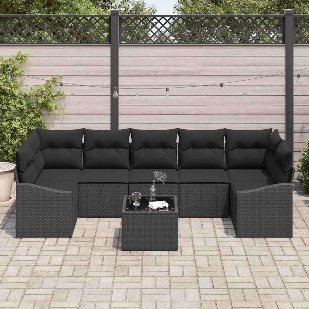 Set sofe s jastukom s pohranom 8 pcs Crna poliratan