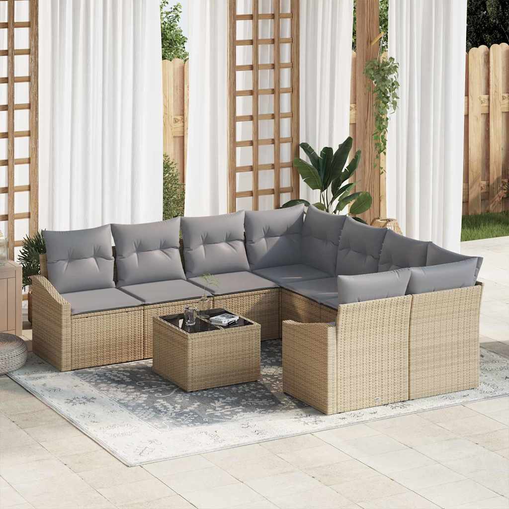 Set sofe s jastukom s pohranom 9 pcs Bež i siva poliratan