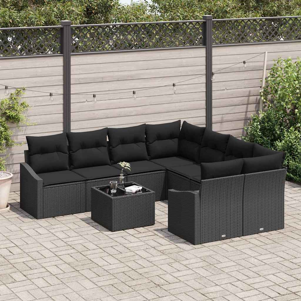 Set sofe s jastukom s pohranom 9 pcs Crna poliratan