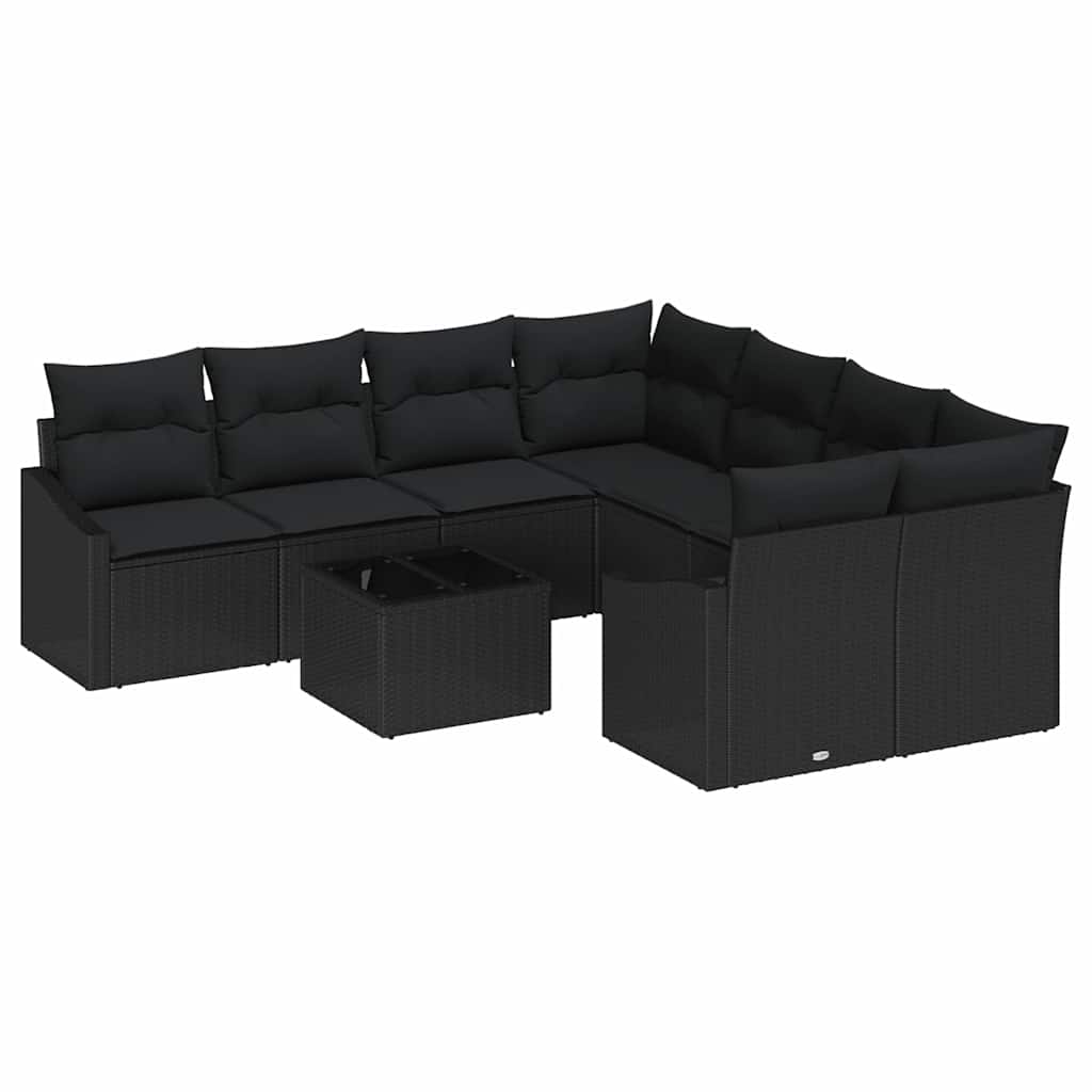 Set sofe s jastukom s pohranom 9 pcs Crna poliratan