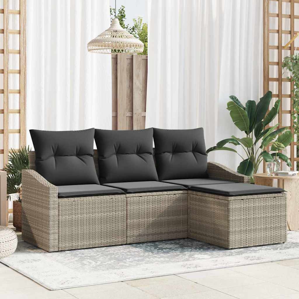 Set sofe s jastukom s pohranom 4 pcs Svijetlo siva poliratan
