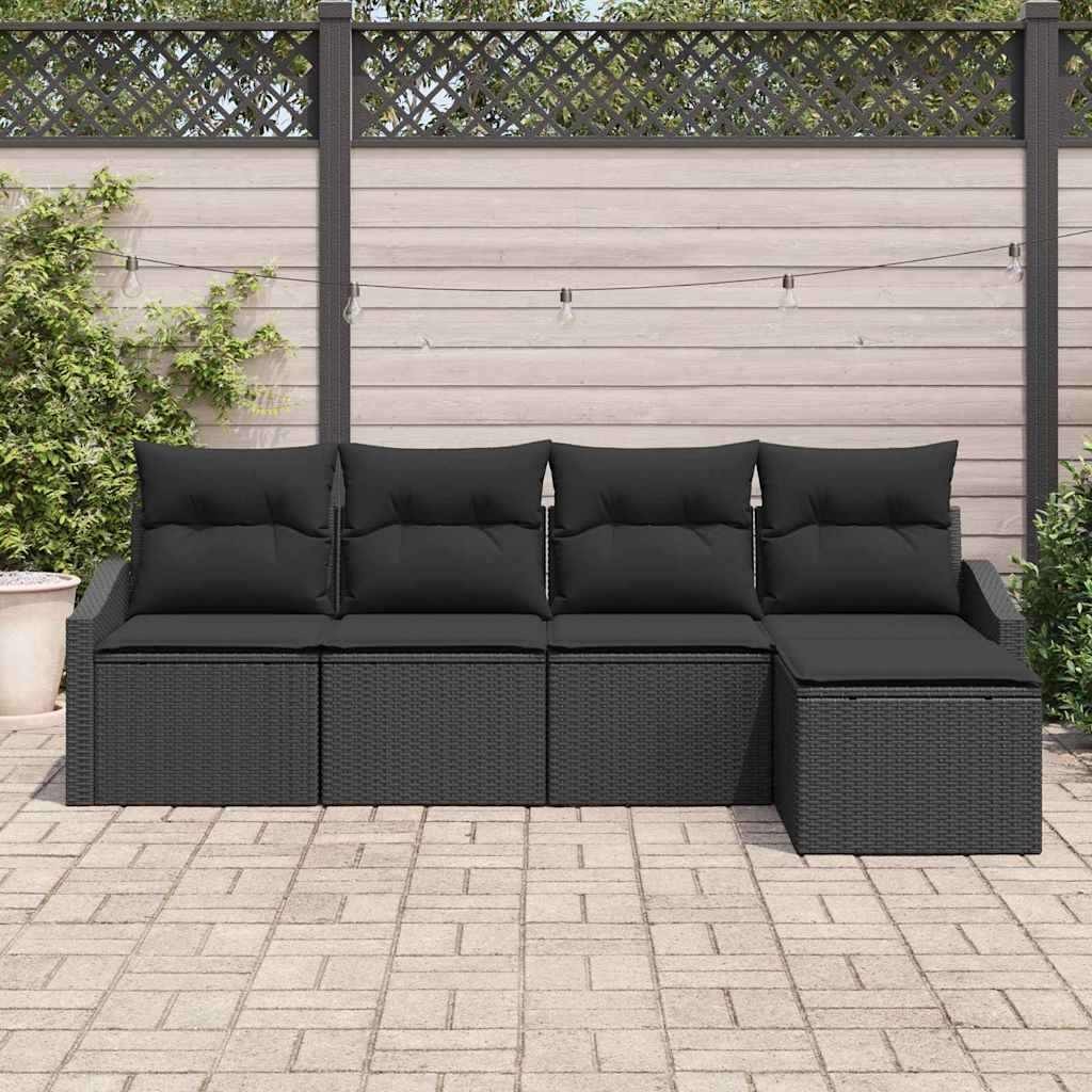 Set sofe s jastukom s pohranom 5 pcs Crna poliratan