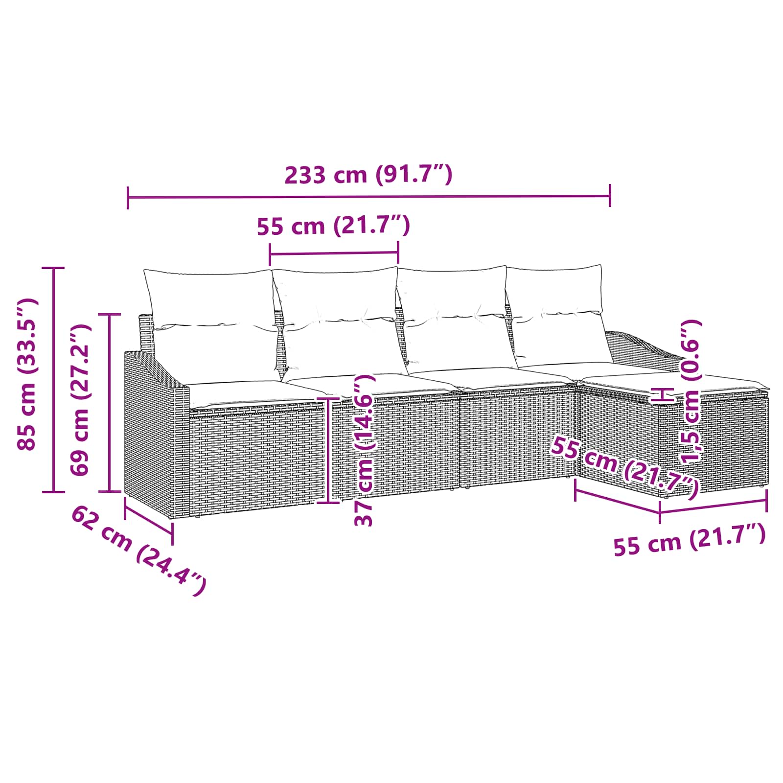 Set sofe s jastukom 5 pcs Siva i mornarsko plava poliratan
