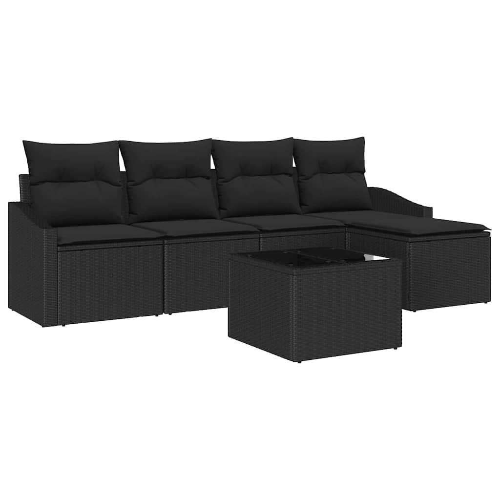 Set sofe s jastukom s pohranom 6 pcs Crna poliratan