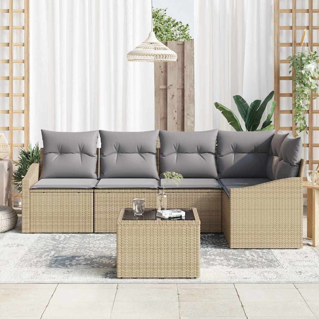 Sjedeća garnitura za vrt 6 pcs Bež i svijetlo siva poliratan