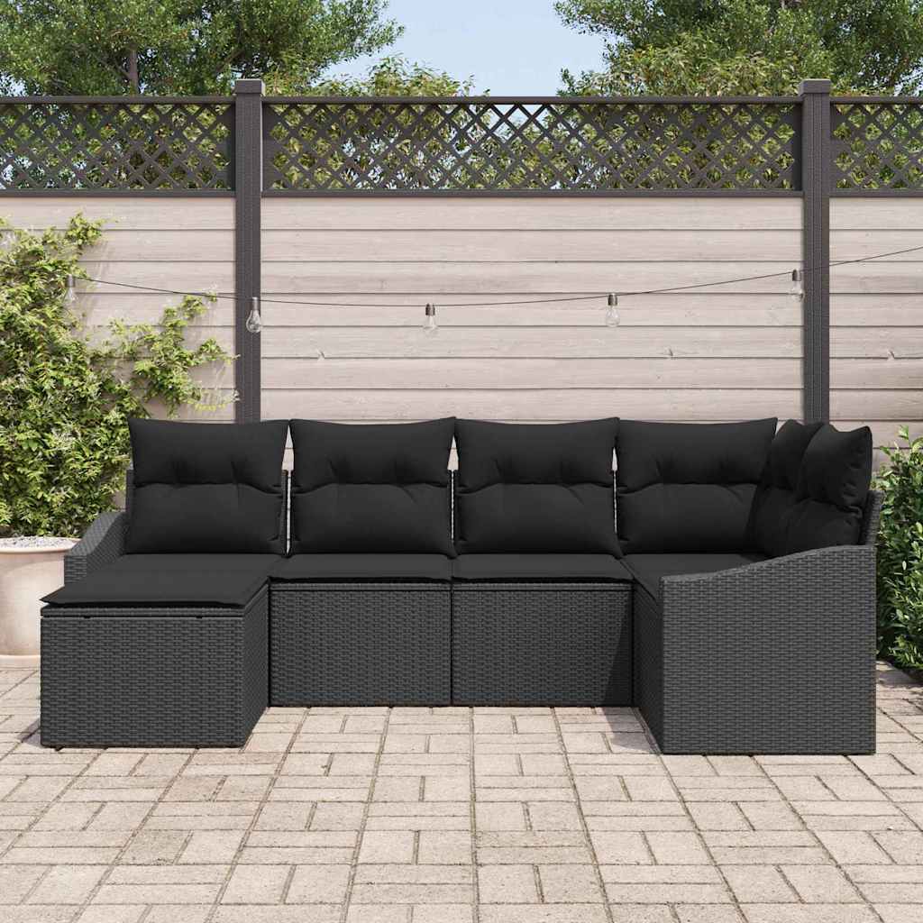 Vrtni set za objed s jastukom s pohranom 6 pcs Crna