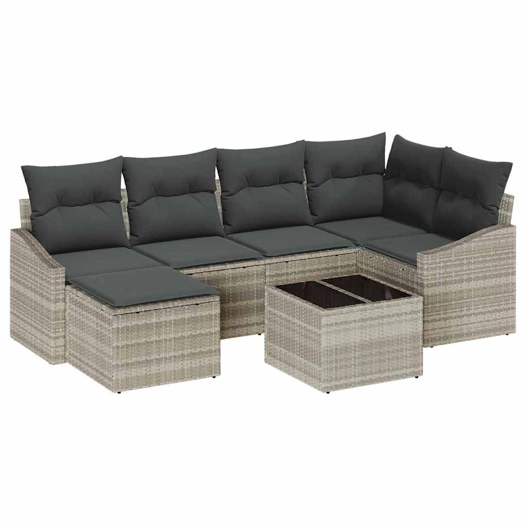 Vrtni set za objed s jastukom s pohranom 7 pcs Siva, Bež