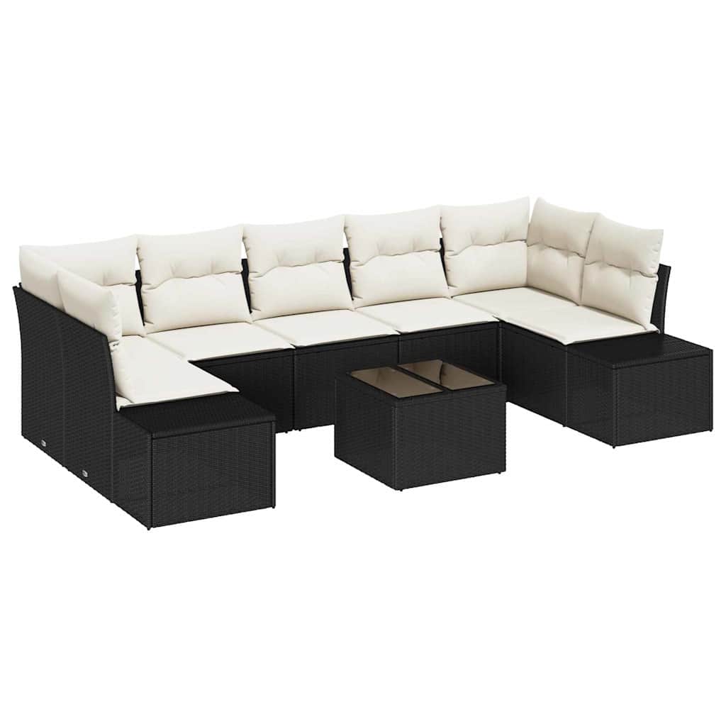 Sjedeća garnitura za vrt 8 pcs Crna i Krema poliratan