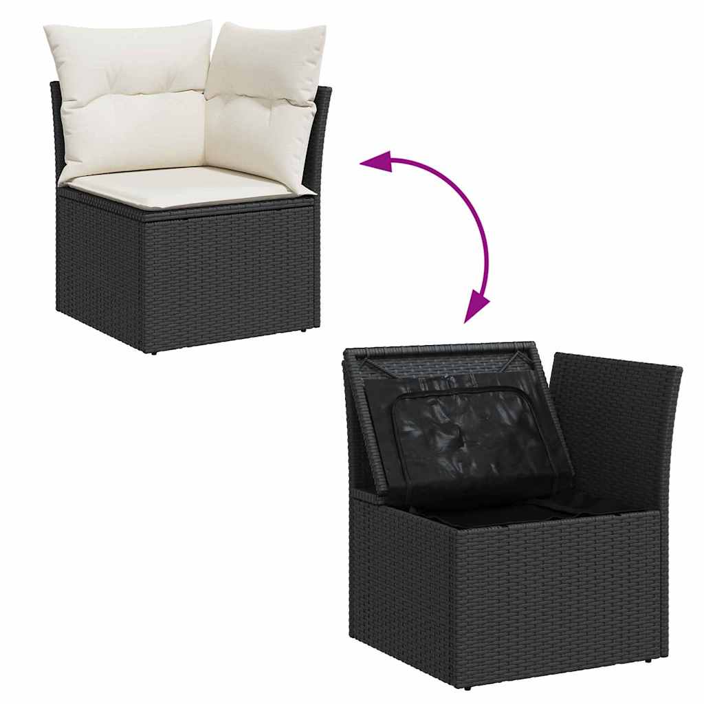 Sjedeća garnitura za vrt 9 pcs Crna i Krema poliratan