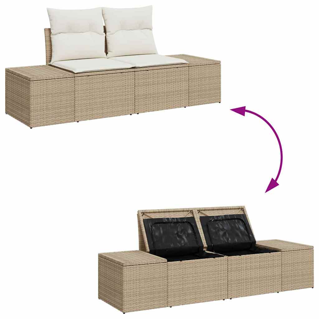 Sjedeća garnitura za vrt s pohranom 4 pcs Bež i krema poliratan