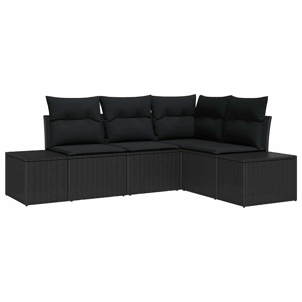 Sjedeća garnitura za vrt s pohranom 4 pcs Crna poliratan