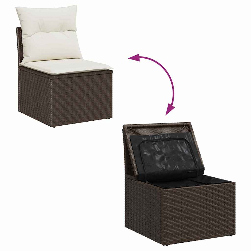 Sjedeća garnitura za vrt s pohranom Smeđa i krem poliratan