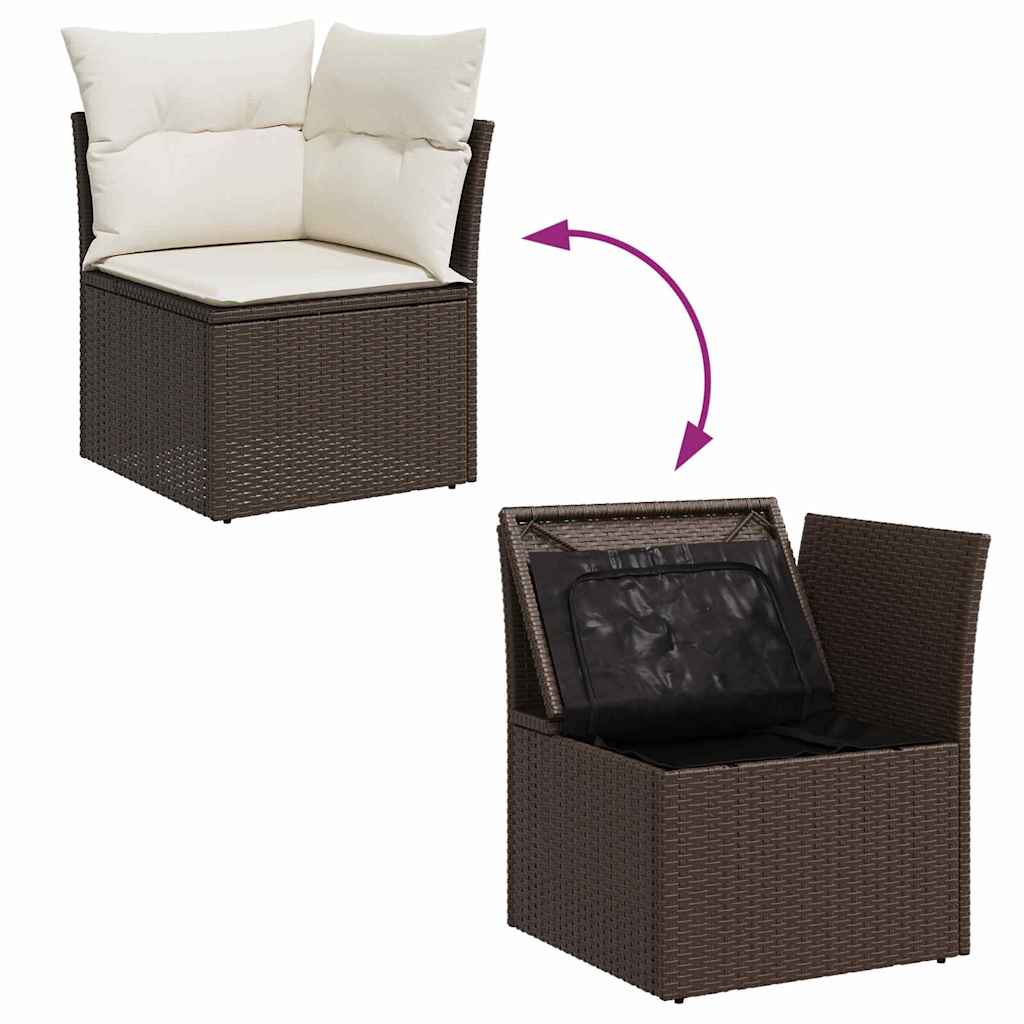 Sjedeća garnitura za vrt s pohranom Smeđa i krem poliratan
