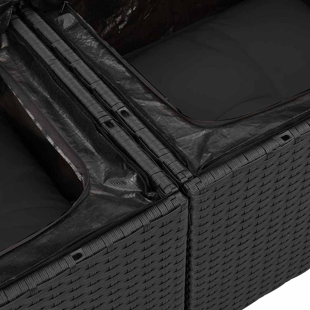 Sjedeća garnitura za vrt s jastukom 9 pcs Crna Poliratana