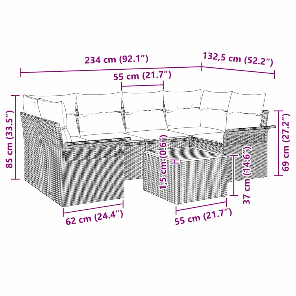 Sjedeća garnitura za vrt s pohranom 7 pcs Crna poliratan