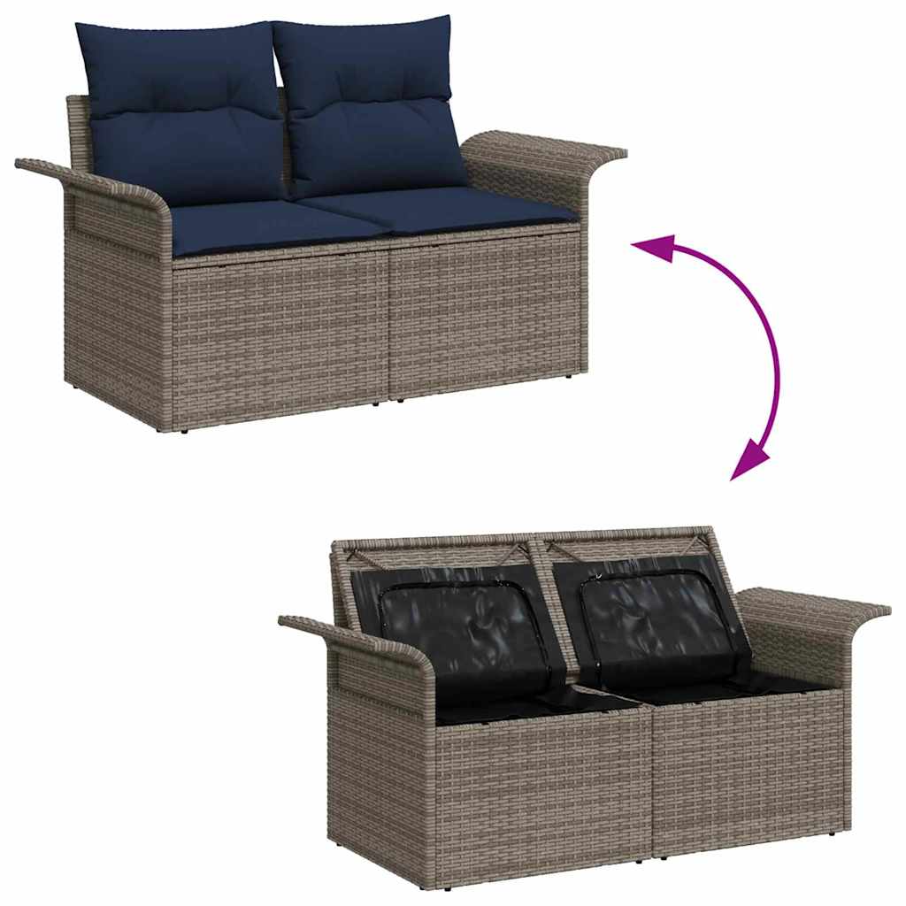 Sjedeća garnitura za vrt 7 pcs Siva i tamnoplava poliratan