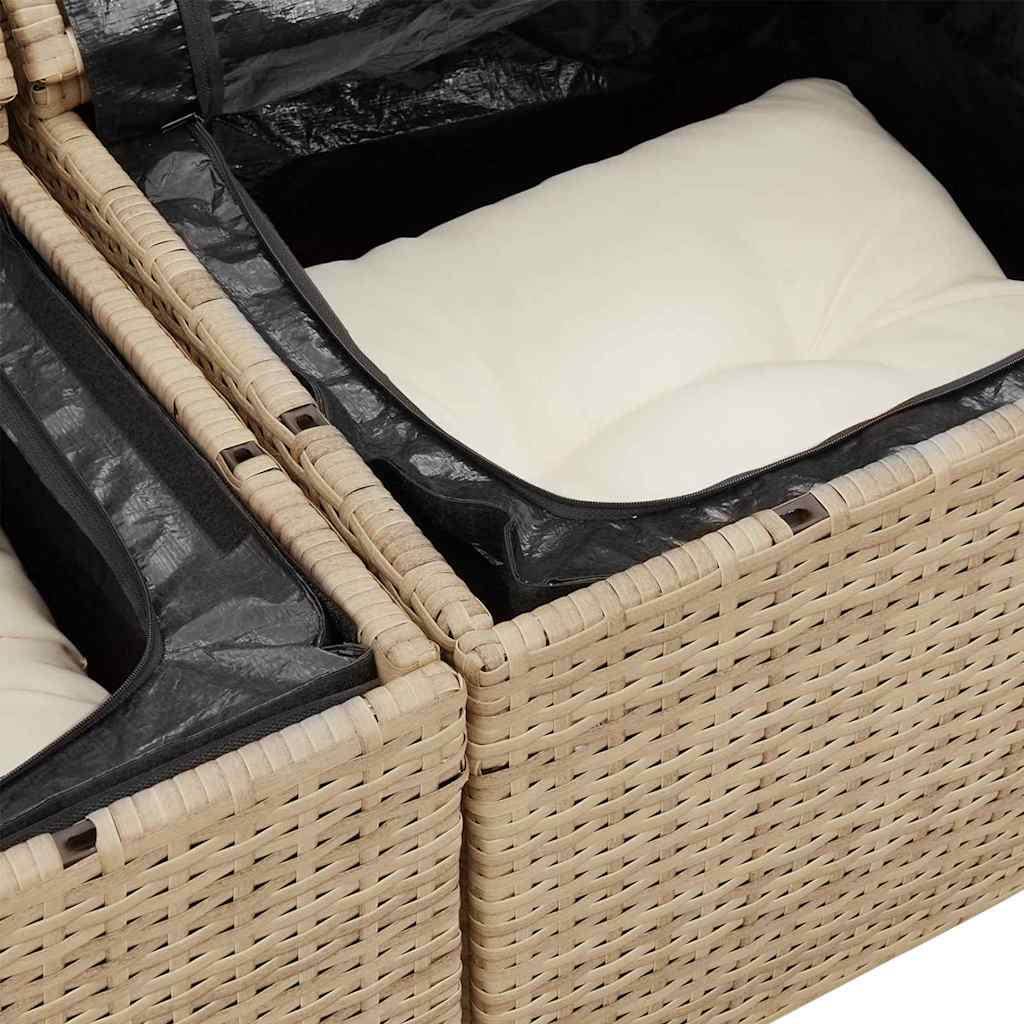 Sjedeća garnitura za vrt s pohranom 6 pcs Bež i krema poliratan