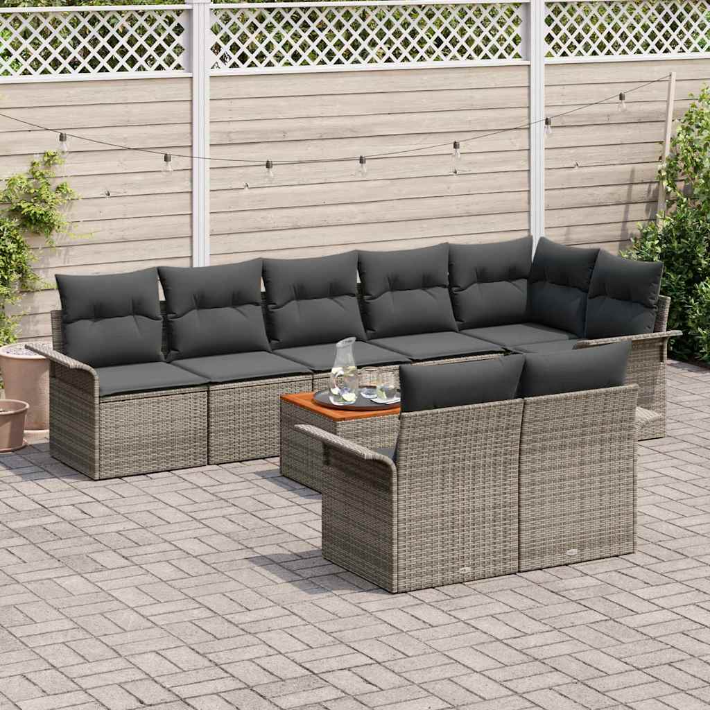 Sjedeća garnitura za vrt s pohranom 9 pcs Siva poliratan
