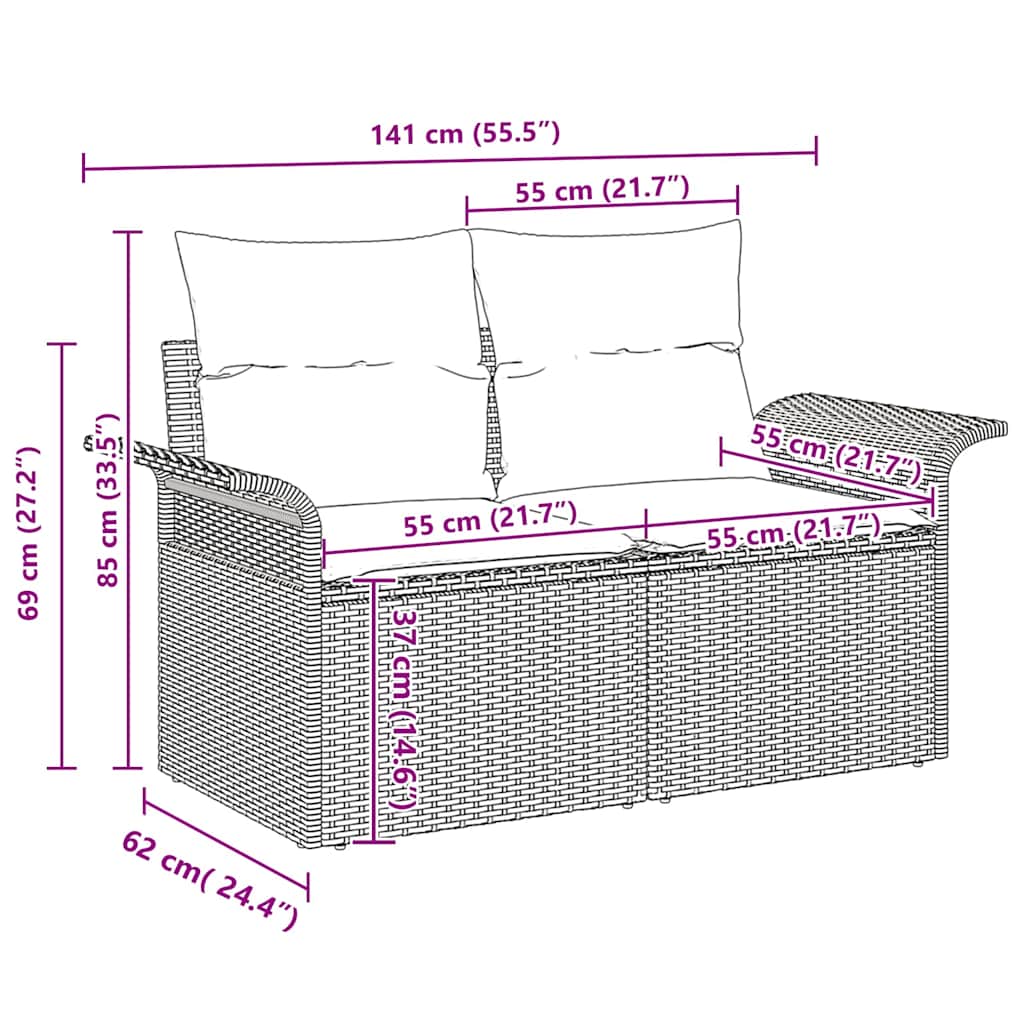 Sjedeća garnitura za vrt s pohranom 10 pcs Crna poliratan
