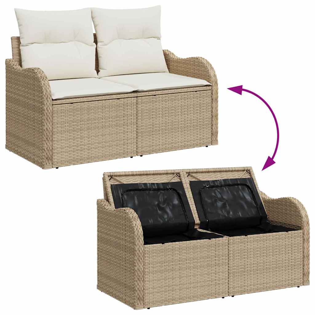 Sjedeća garnitura za vrt s pohranom 7 pcs Bež i krema poliratan