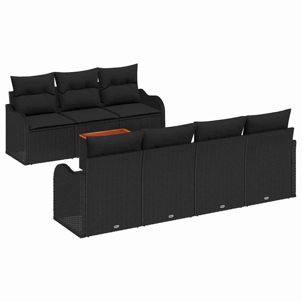 Sjedeća garnitura za vrt s pohranom 8 pcs Crna poliratan