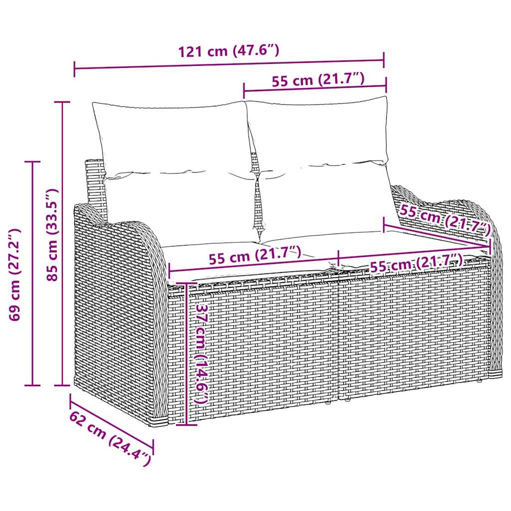 Sjedeća garnitura za vrt s pohranom 8 pcs Bež i krema poliratan