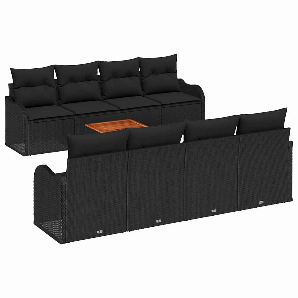 Sjedeća garnitura za vrt s pohranom 9 pcs Crna poliratan