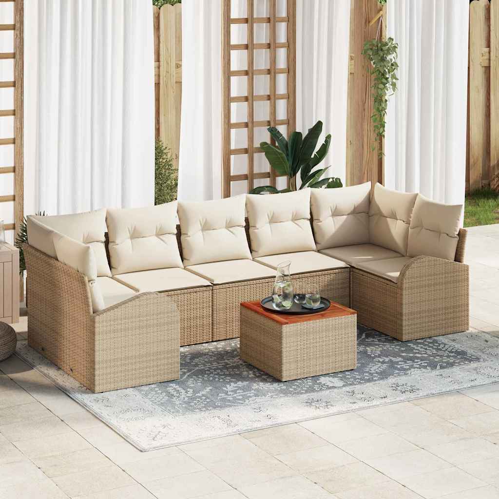 Sjedeća garnitura za vrt s pohranom 8 pcs Bež i krema poliratan