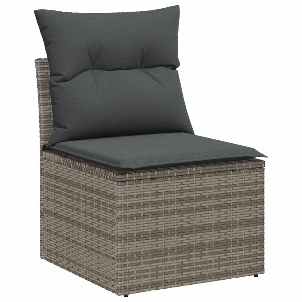 Sjedeća garnitura za vrt s pohranom 8 pcs Siva poliratan