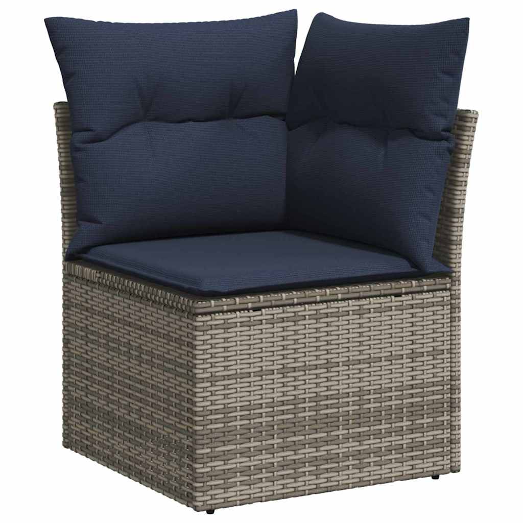 Sjedeća garnitura za vrt 9 pcs Siva i tamnoplava poliratan