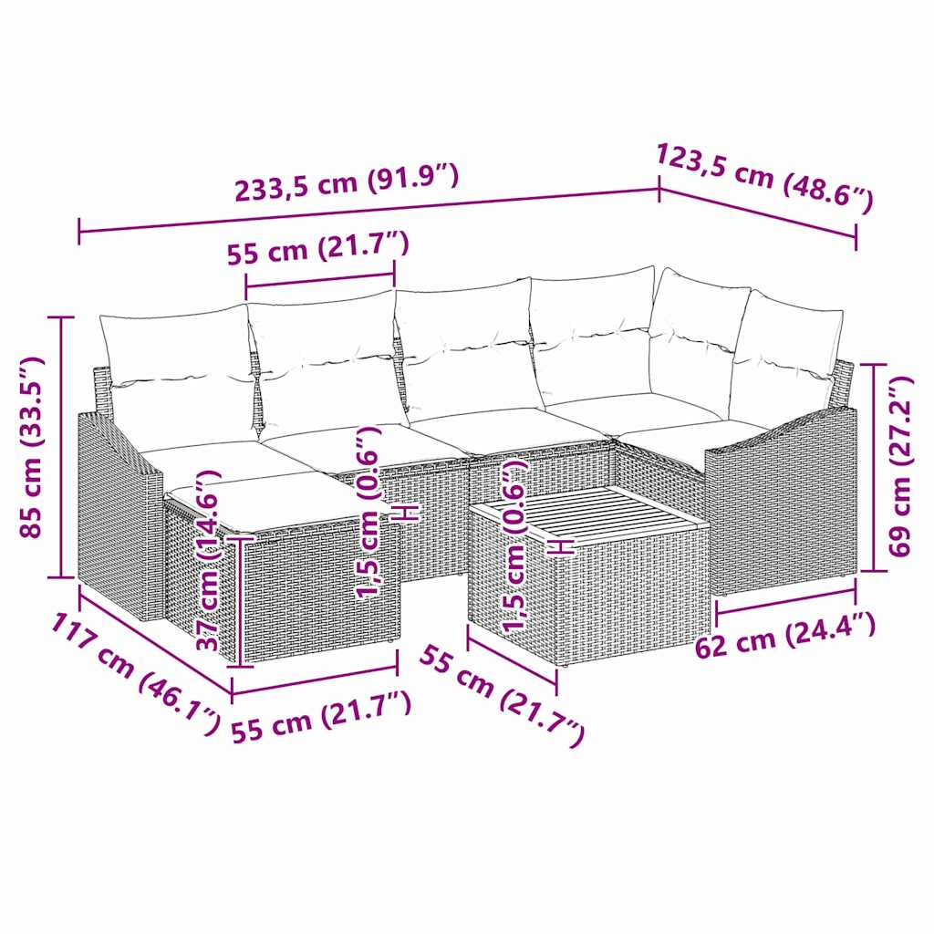 Sjedeća garnitura za vrt s pohranom 8 pcs Bež i krema poliratan