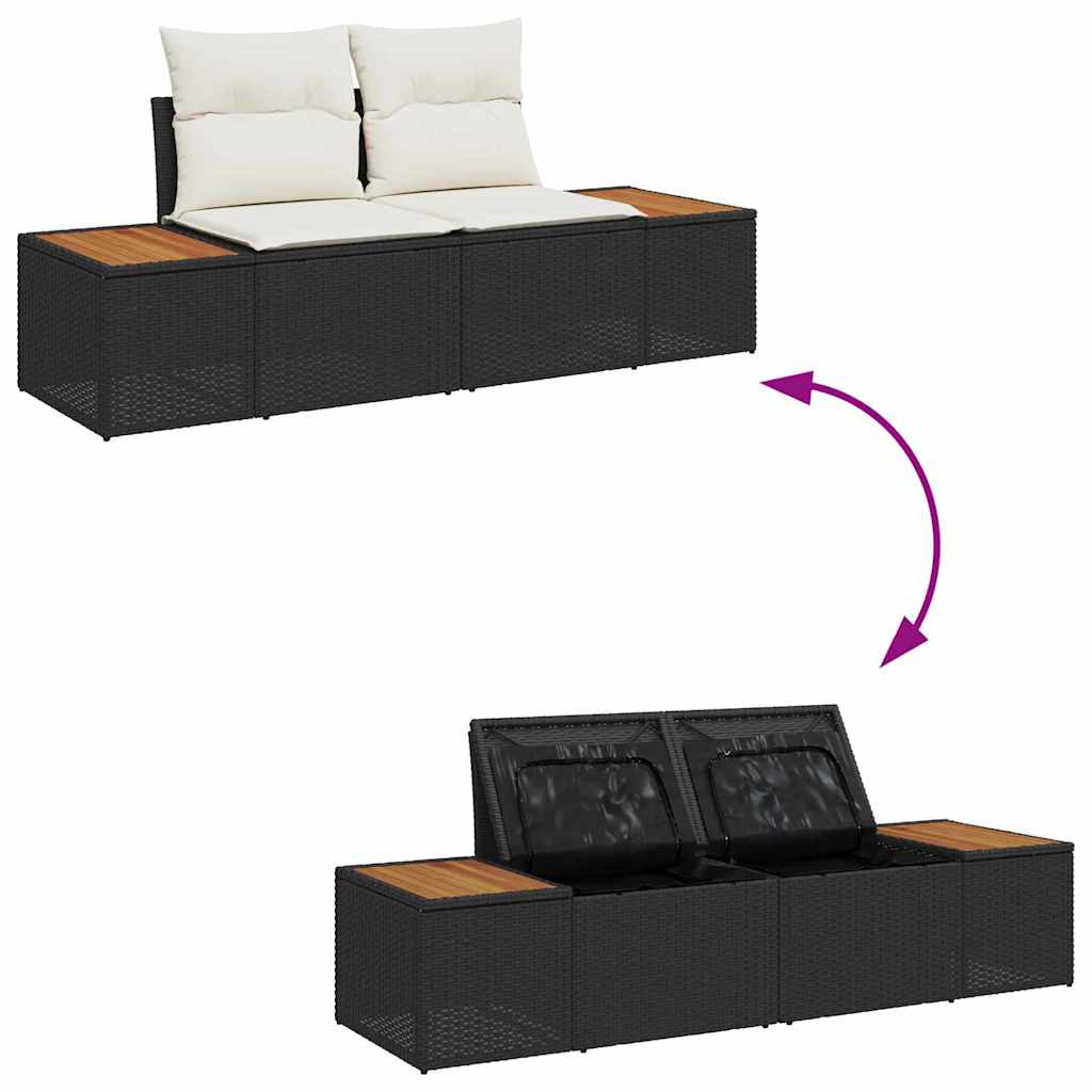 Sjedeća garnitura za vrt s pohranom 9 pcs Crna Poli ratan