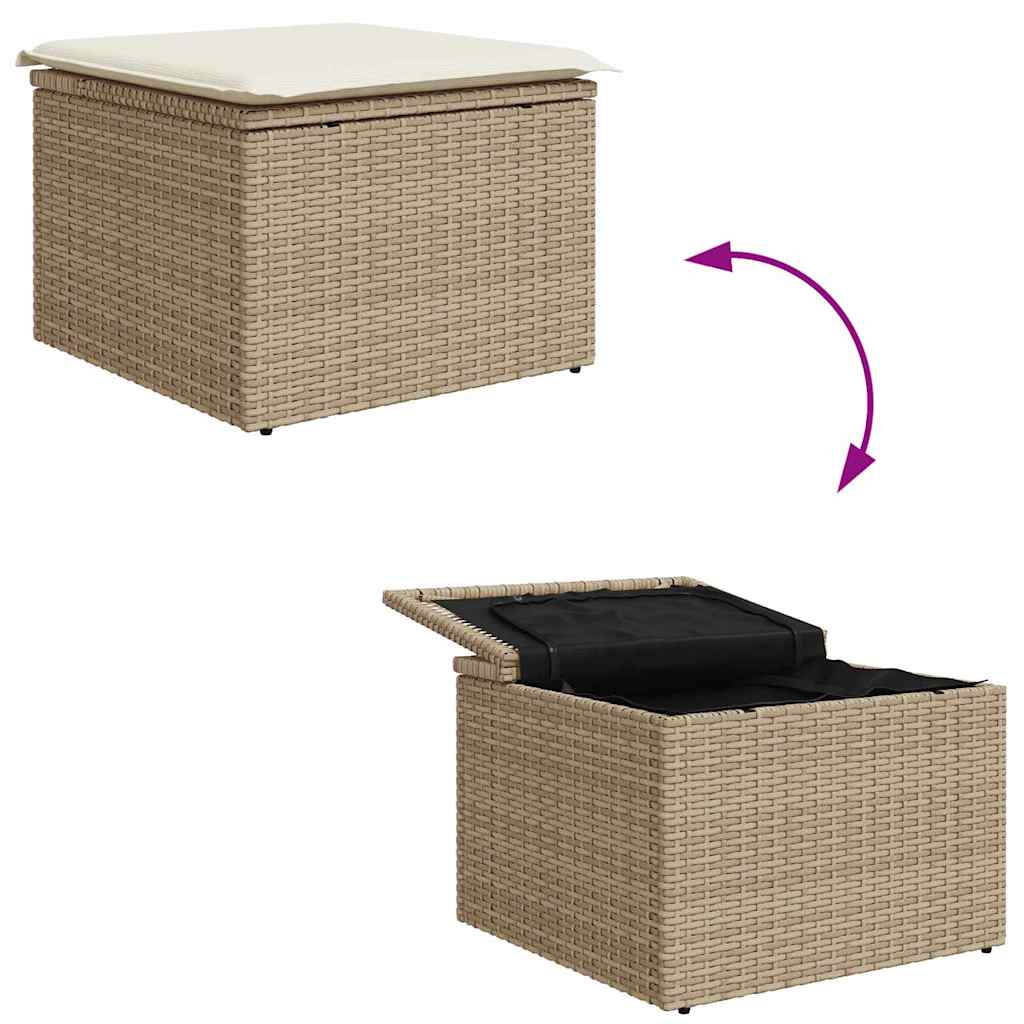 Sjedeća garnitura za vrt 7 pcs Bež i krema Poliratana