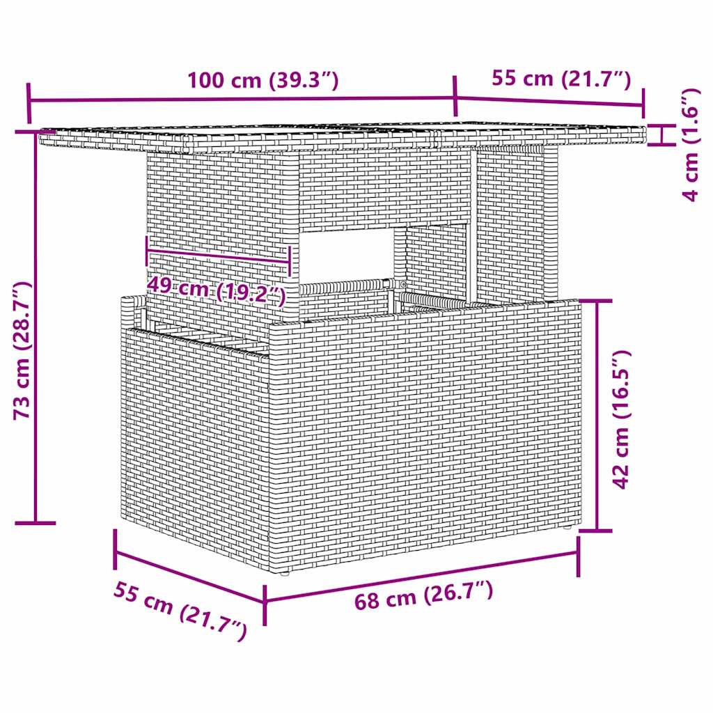 Sjedeća garnitura za vrt s jastukom 6 pcs Smeđa Poli ratan