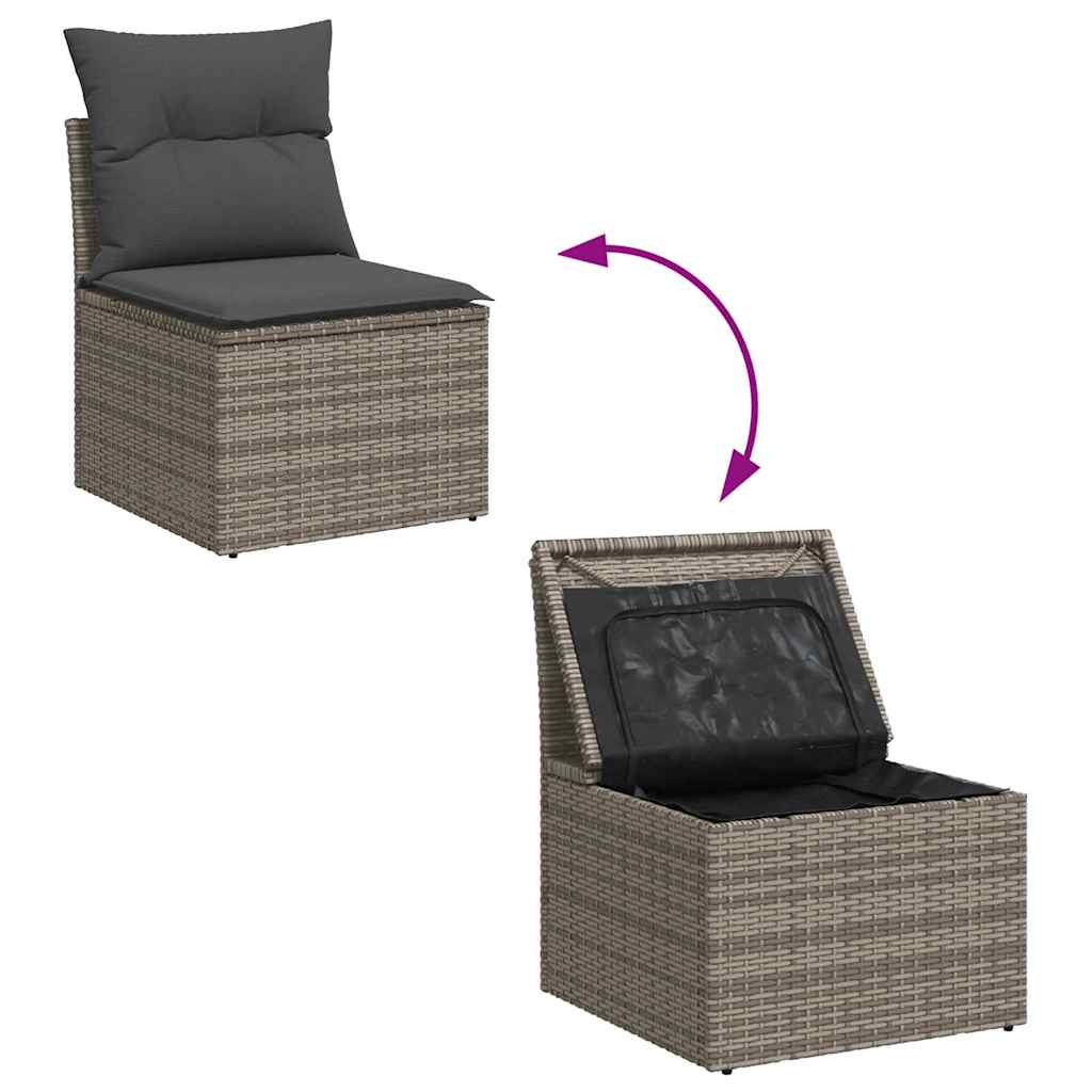 Sjedeća garnitura za vrt s jastukom 6 pcs Siva Poliratana