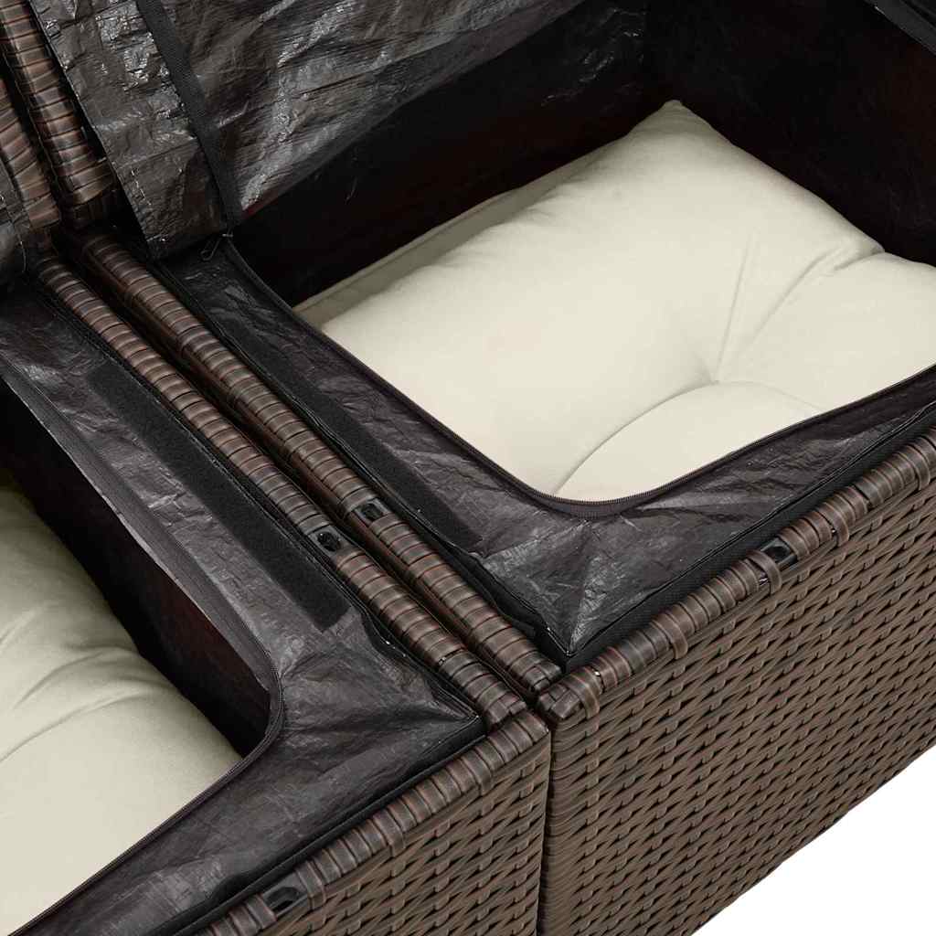 Sjedeća garnitura za vrt s jastukom 7 pcs Smeđa Poli Ratan